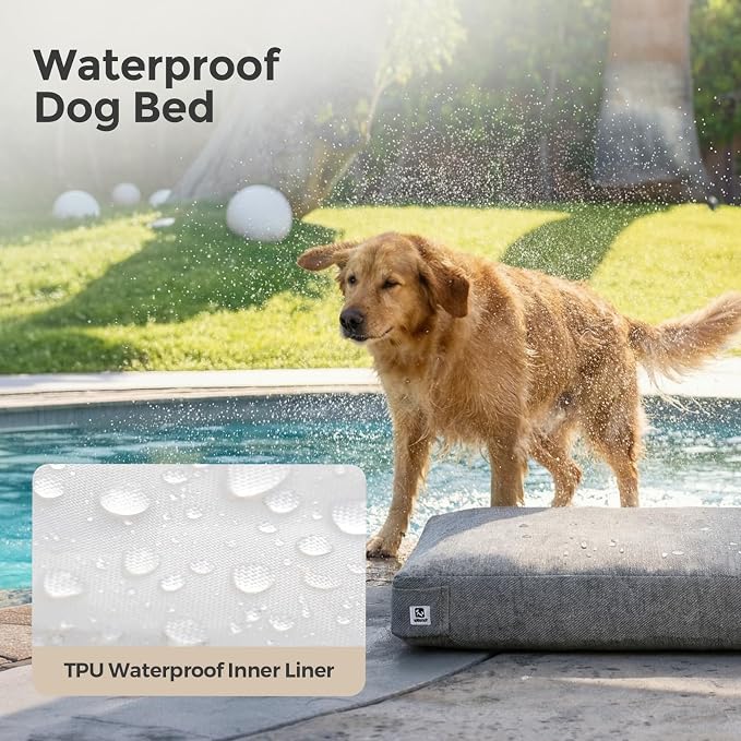 Sytopia 47 Inch Indestructible Durable Dog Beds for XXL Dogs, Chew Proof Waterproof Pet Crate Pad with Machine Washable Removable Cover, Great for Indoor, Outdoor, Crate, Patio Use, Grey - Image 2