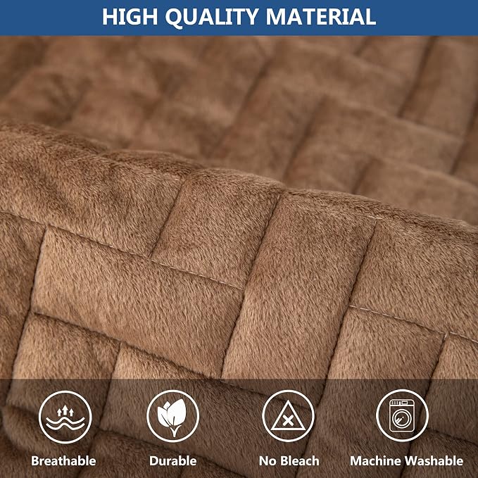 Eismodra Couch Cover,Sectional Couch Covers,Sofa Covers for 3 Cushion Couch,Anti-Slip Sofa Slipcovers for Dogs Cats Kids Loveseat Recliner L Shaped Armrest Backrest,Brown 36''x94''(Only 1 Piece) - Image 3