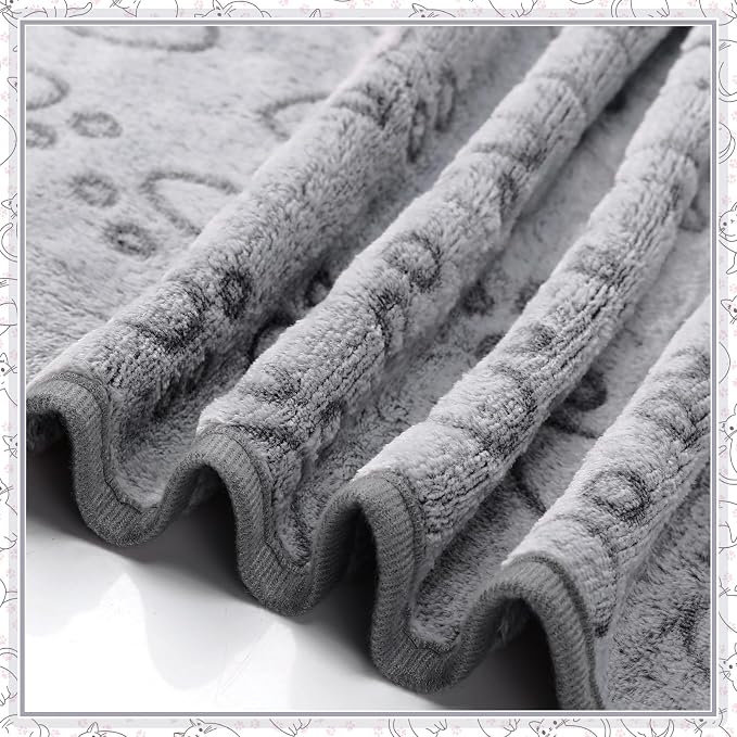 Tegeme 12 Pcs Pet Blankets 23 x 16 Inch Soft Fluffy Fleece Dog Cat Warm Paw Print Pattern Blankets Flannel Throw for Pets Dog Puppy Cat(Gray) - Image 7