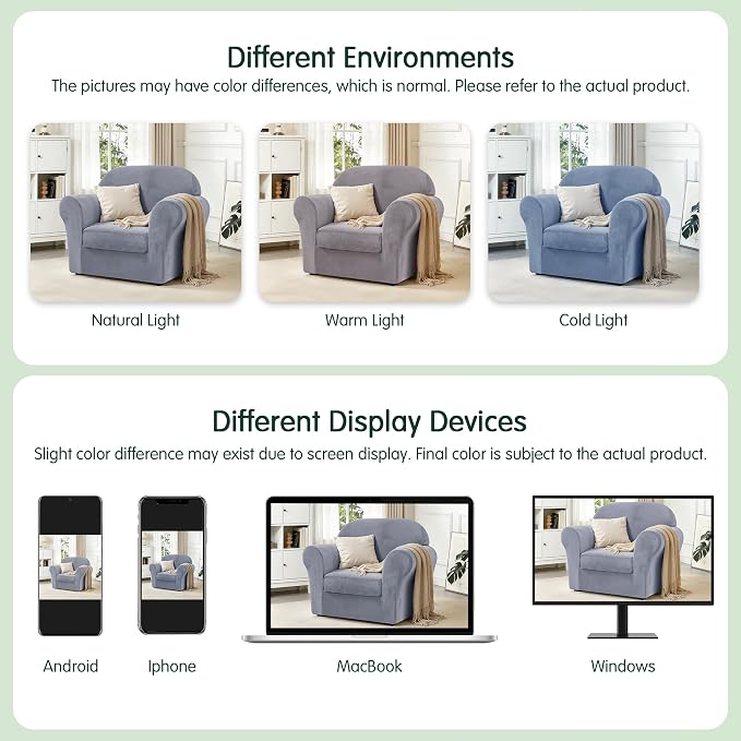 CHUN YI 2 Piece Velvet Armchair Cover Couch Covers 1 Cushion, Water Resistant Chair Slipcover with Arms, Non Slip High Stretch Thick Furniture Protector for Dogs Pets, Small, Grey - Image 9
