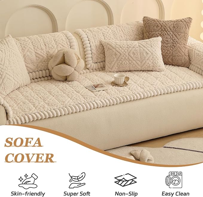 Plush Couch Cover for Dogs – Non Slip Pet Sofa Protector, Ultra Soft Washable Couch Cover for Pets, Anti-Slip Backing Furniture Protector for Cats & Dogs, Fits Standard & L-Shape Sofas (Only 1pc) - Image 2