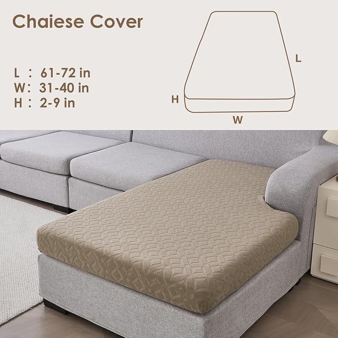 Genina Waterproof Sectional Couch Covers Non Slip Sofa Cushion Covers | L Shape Sectional Fit,Chaise Cover,Stretch Jacquard Fabric,Pet Hair & Scratch Protection,Furniture Protector,Washable - Image 2