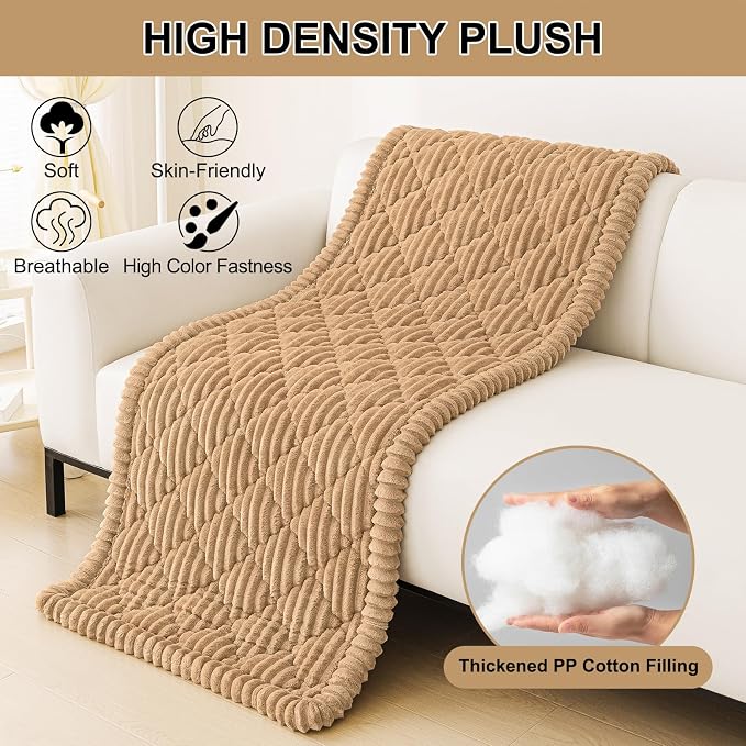 Smiry Couch Cover for Dogs Washable, Non Slip Fuzzy Pet Sofa Protector | Soft Thick Furniture Cover for Sofa, Loveseat and Sectional, Scratch & Pet Hair Resistant (Camel, 43" x 63") - Image 9