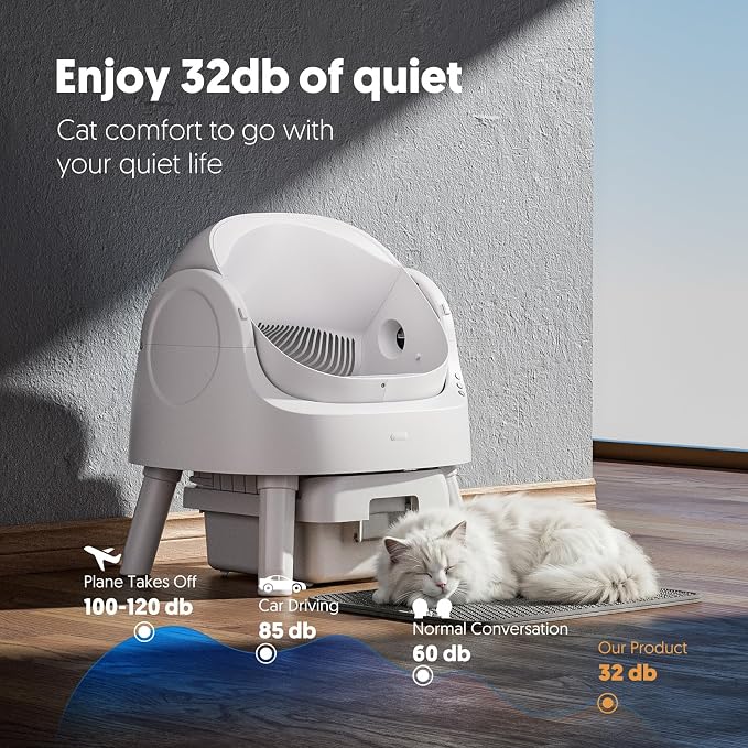 PetPivot Self Cleaning Litter Box, Open Top Automatic Litter Box for Multiple Cats, Multiple Layer Safety Protection, Liners and Mat Included, White - Image 6