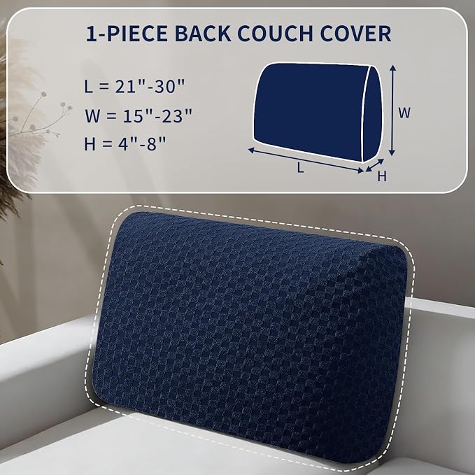 YEMYHOM Couch Cushion Covers for Sofa, Stretch Sectional Back Cushion Covers Washable Thick Furniture Protector Sofa Slipcovers for Pets (1PC Back Couch Cover, Navy) - Image 2