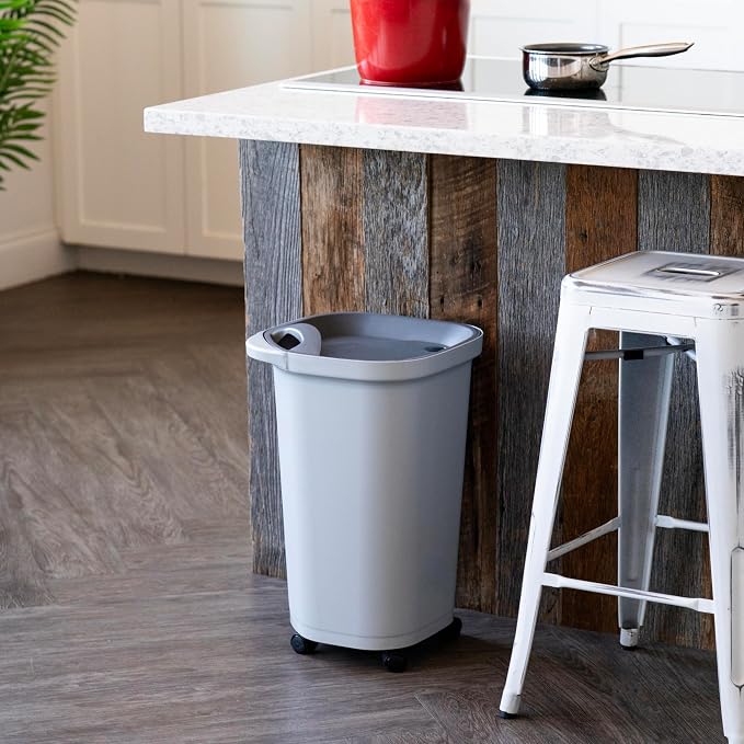 IRIS USA Pet Food Storage Container 25 lbs, Premium 60% Improved Airtight Seal with Air Valve, 2 Cup Scoop, Removable Wheels, Easy to Open - Made in the USA, Gray - Image 3