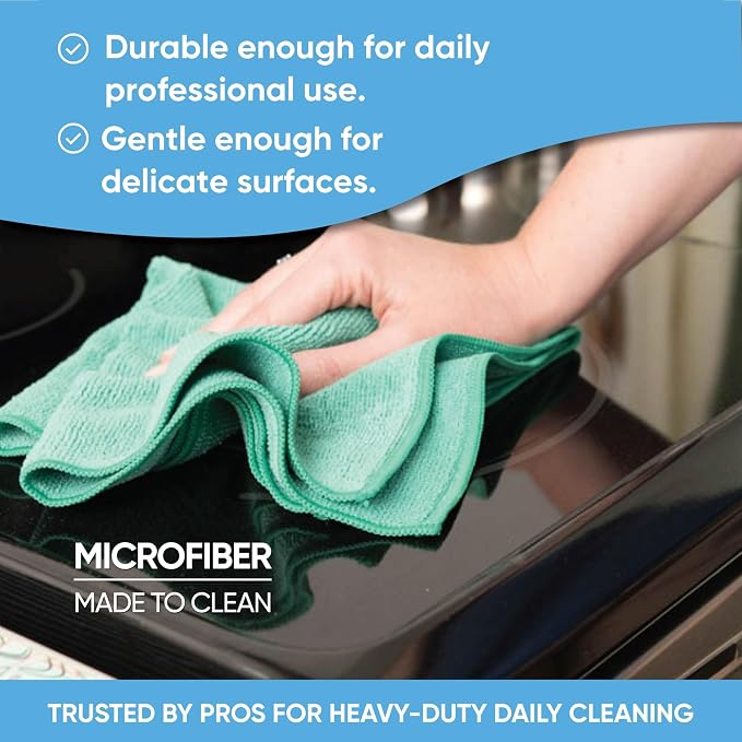 Microfiber Wholesale 12" x 12" Cleaning Cloths (50 Pack) - Reusable Towels, Wash Rags, Dust Cloth, All-Purpose: Kitchen, Dish, Cars, Shop, Glass (Green) - Image 5