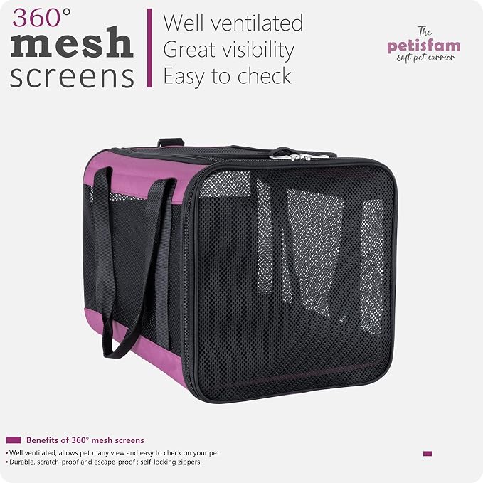 Soft Pet Carrier for Large and Medium Cats, 2 Kitties, Small Dogs. Easy to Get Cat in, Great for Cats that Don't Like Carriers (Viva Magenta) - Image 3