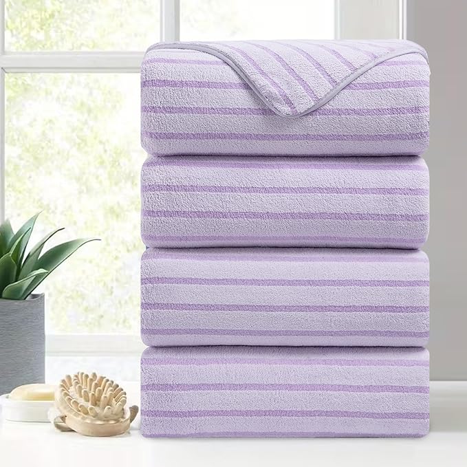 Mistyrose Bath Towels,4 Pack Purple 35"x70" Large Bath Towels Microfiber Absorbent XL Bath Sheets Super Soft Towels for Bathroom Quick Dry Oversized Shower Towels for Family Hotel Spa Gym by Mistyrose