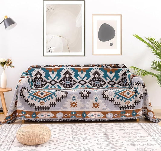 Homcosan Sofa Slipcovers Towel Reversible Geometrical Sectional Couch Cover Sofa Blanket for 3 Seat Boho Sofa Cover with Tassels Couch Protector for Pets, Kids by Homcosan