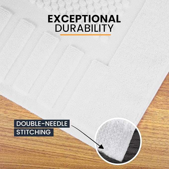 belem Luxury Bath Mats Bulk 22x34 – 60 Pack 100% Cotton White Bath Mat – Super Absorbent, Quick-Drying – Ultra Plush & Machine Washable – Ideal for Hotels & Spas - Image 3