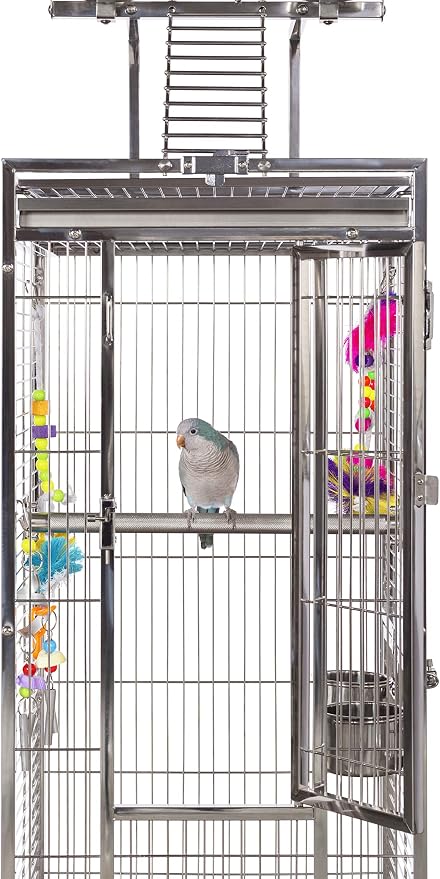 Prevue Pet Products Small Stainless Steel Playtop Bird Cage - Image 9