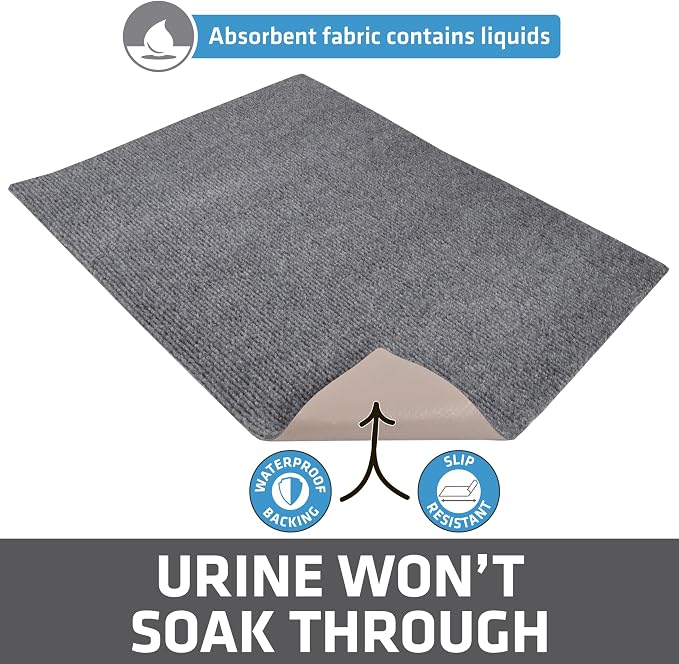 Drymate Cat Litter Box Mat, Litter Trapping Mat, Grey, 28x36 XL | Waterproof, Urine-Proof, Absorbent, Machine Washable, Soft on Paws, Contains Mess, Protects Floors, Kitten Supplies, USA Made - Image 4