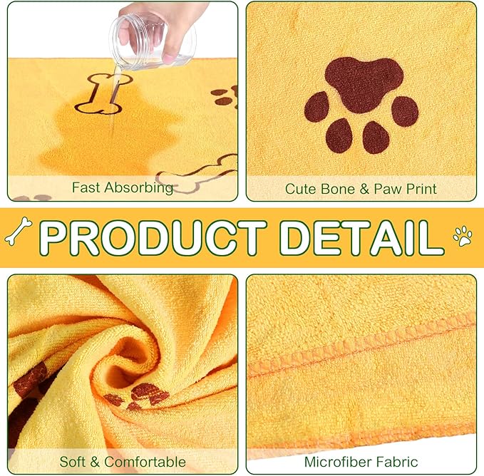 Chumia 8 Pcs Microfiber Dog Towels for Drying Dogs Cats 18 x 28 Inch Pet Towels Bulk for Medium Puppy Absorbent Fast Drying Paw Bath Bathing Supplies for Pets(Dog Paw and Bone,Colorful) - Image 3