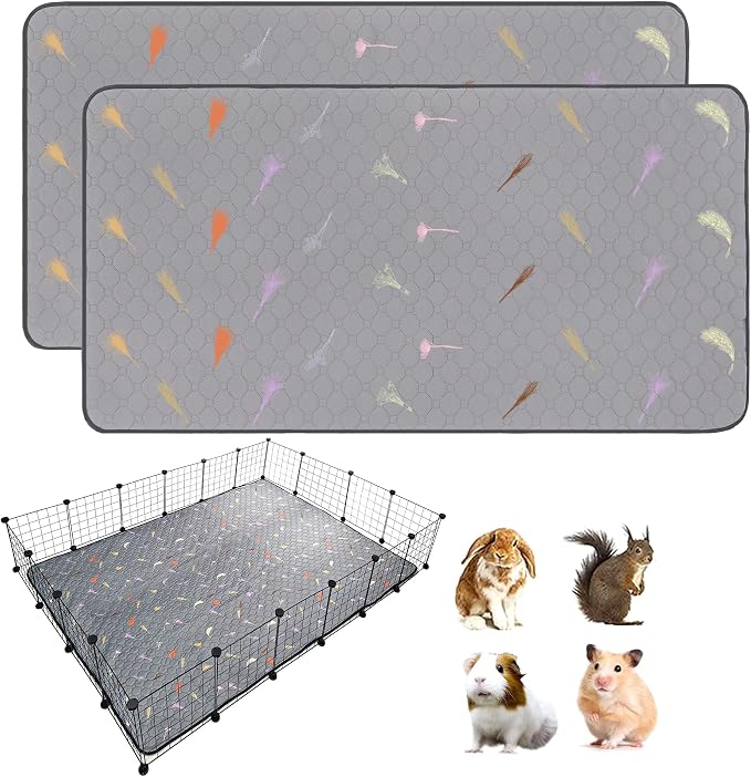 2Pcs Guinea Pig Cage Liners,Guinea Pig Fleece Cage Liners48''X72'' Super Absorbent Washable Pee Pads Reusable for Rabbit Hamster Chinchilla by LWYMX