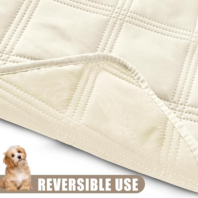 Smiry Waterproof Dog Bed Cover, Reversible Pet Blanket for Sofa Couch | Soft Washable Dog Blanket, Leakproof Couch Cover for Dogs Cats & Furniture Protection, 40x70, Beige/Beige - Image 3