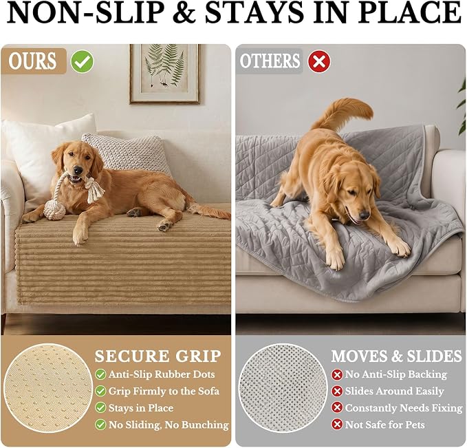 Smiry Waterproof Couch Cover for Dogs, Washable Non Slip Plush Protector | Waterproof Protection, Plush Flannel, Non Slip Backing, Pet Hair & Scratch Protection, Soft Cover (36" x 71") - Image 3