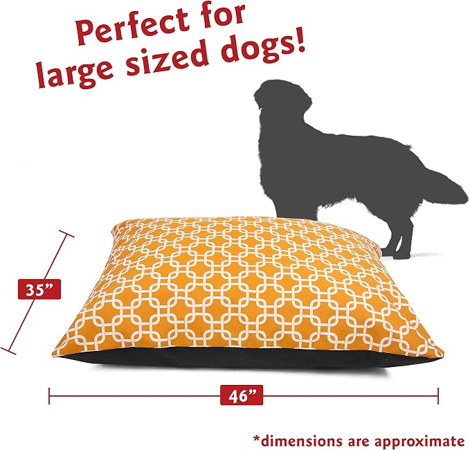 Majestic Pet Rectangle Large Dog Bed Washable – Non Slip Comfy Pet Bed – Dog Crate Bed Super Value Pillow Dog Bed – Dog Kennel Bed for Sleeping - Dog Bed Large Breed 46 x 35 Inch – Links Yellow - Image 2
