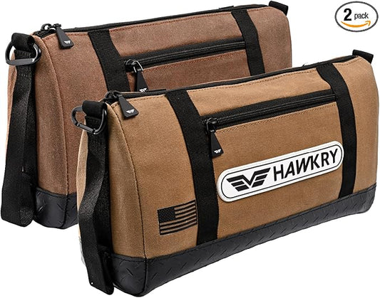 HAWKRY Heavy Duty Canvas Tool Bag Set of 2 – Waterproof Canvas Zipper Pouch, Garden Tool Bag, Construction Bags Heavy Duty, Small Zipper Pouch, Motorcycle Tool, Multipurpose Fishing Bag by HAWKRY