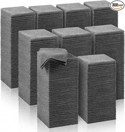 Oudain 300 Pcs Microfiber Cleaning Cloth 16x16 Inch Microfiber Towels for Car Ultra Absorbent Cleaning Rags Reusable Lint Free Streak Free Detailing Towel for Car Washing Drying Dusting (Gray) by Oudain