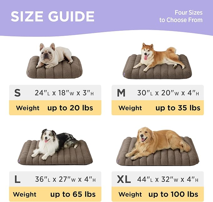 LE SURE Cute Orthopedic Dog Bed for Extra Large Dogs, XL Waterproof Chic Flat Pet Beds with Removable Washable Cover, Fuzzy Thick Egg Crate Foam Pet Mat for Indoor Use (44" x 32", Brown) - Image 6