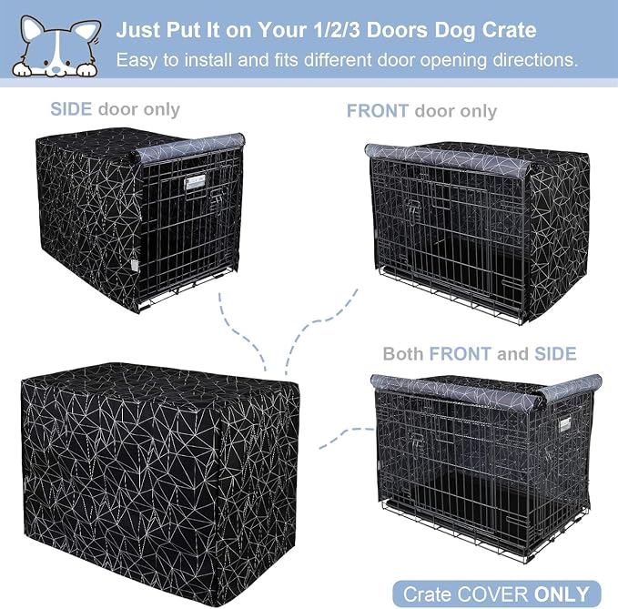 Explore Land Pattern Dog Crate Cover for 18 Inches Wire Cage, Heavy-Duty Polyester 1 2 3 Doors Standard Metal Pet Kennel Enclosure (Brief Polygonal) - Image 5