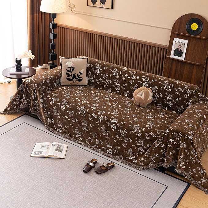 ROOMLIFE Couch Cover 3 Cushion Sofa, Washable Non Slip Furniture Sofa Protector Cover, Soft Chenille Sofa Slipcovers Sectional L Shape Dogs Couch Cover Throw Blanket with Tassels 71''X134'' - Image 7