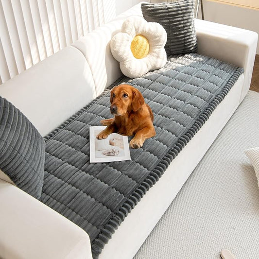 Mivnue Pet Couch Cover, Couch Covers for Dogs, Washable Dog Sofa Covers Couch Protector, Fuzzy Non Slip Couch Slipcover Pet Friendly (Dark Grey, 27.6" x 70.9") by Mivnue