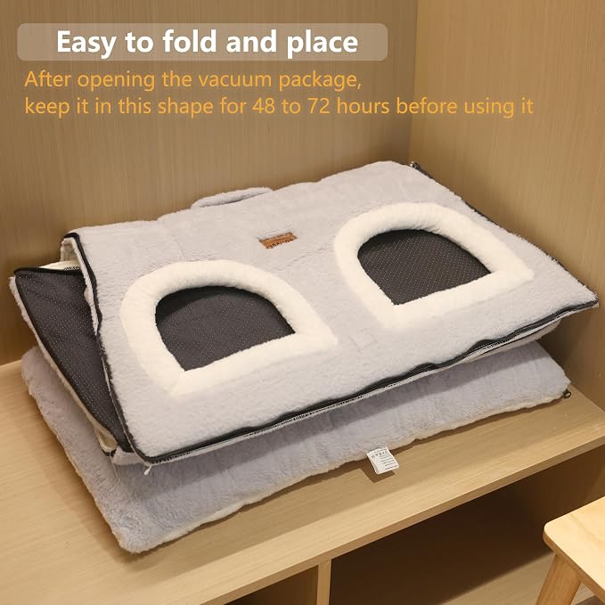 Cat Bed for Indoor Cats，Foldable cat cave，Anti-Slip & Water-Resistant Bottom，cat Houses for Indoor Cats or Small Dogs, Kitten Tent, Rabbit Double Hole Bed:(27.5"×15.3"×15" - Image 4