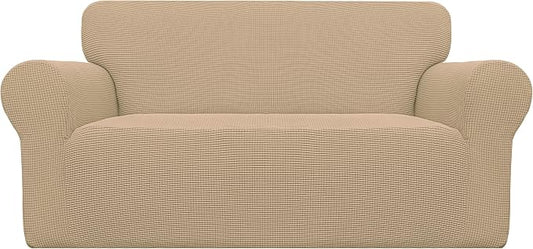 Easy-Going Stretch Oversized Loveseat Couch Covers Washable Sand | 1-Piece Large Loveseat Cover for 2 Cushion Couch Furniture Protector RV Sofa Slipcover Soft with Bottom for Kids Pets by Easy-Going