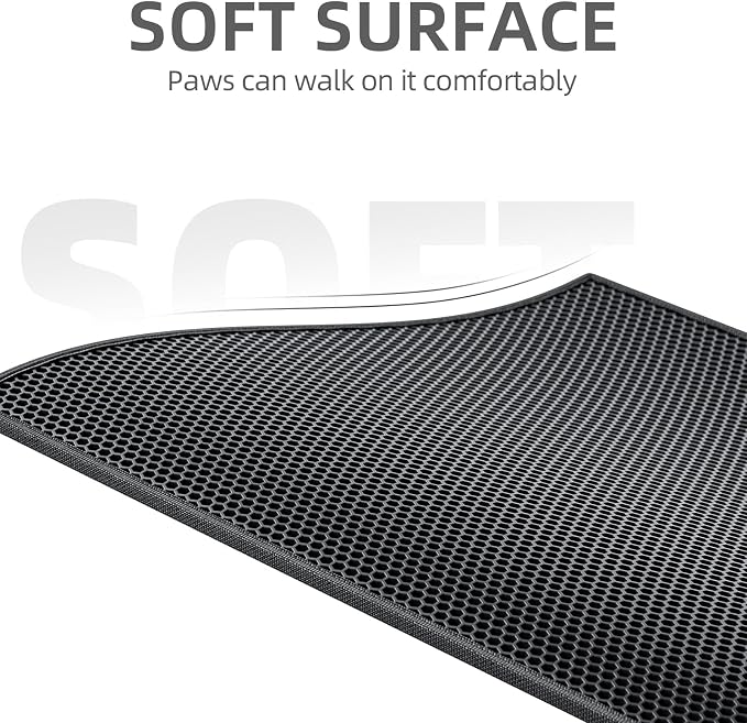 ESTHELLO Cat Litter Mat Honeycomb Double Layer Design 24’ ’ x 15’ ’ Black - Image 3