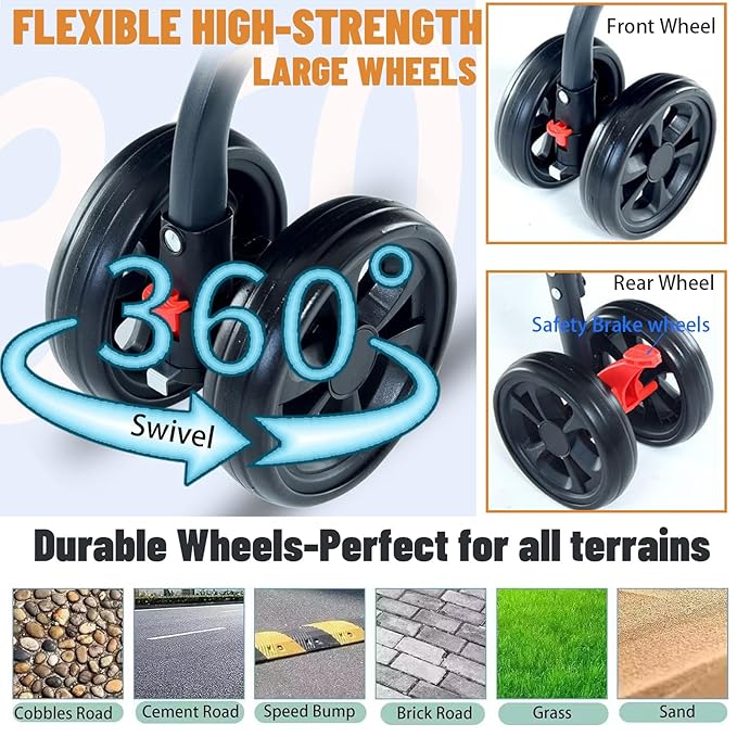 3-in-1 Pet Dog Stroller, Dog Wagon with Removable Carrier, Cat Stroller for Medium Dogs Up to 55lbs (Black)