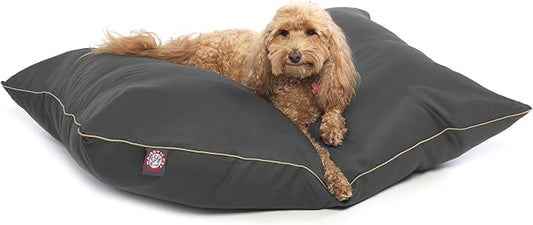 Majestic Pet Rectangle Medium Dog Bed Washable – Non Slip Comfy Pet Bed – Dog Crate Bed Super Value Pillow Dog Bed – Dog Kennel Bed for Sleeping - Dog Bed Medium Breed 35 x 28 Inch – Solid Gray by MajesticPet