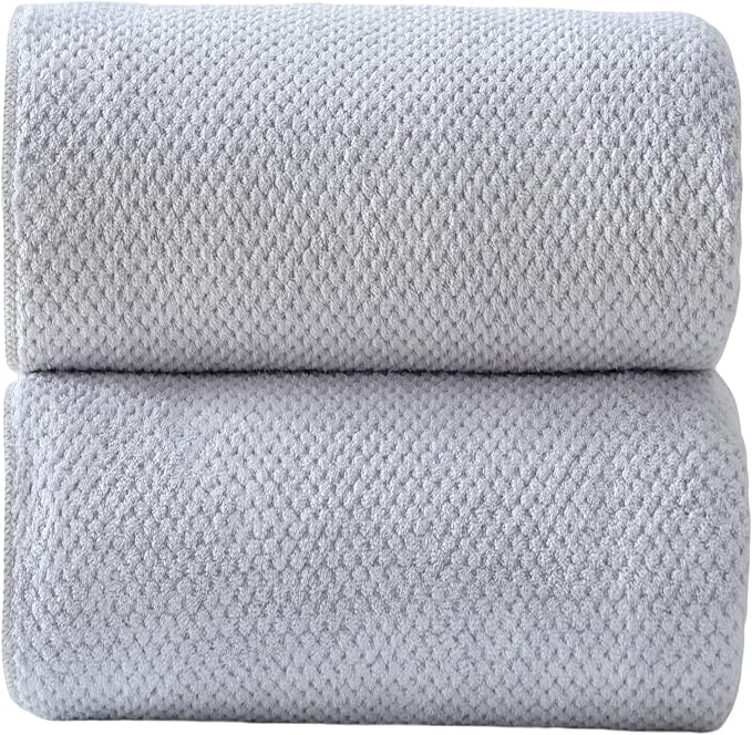 40x80 Inches Bath Sheets Towels for Adults Oversized Bath Towels Extra Large Luxury Super Soft Absorbent Quick Dry Microfiber (Gray, 2PCS) by Akzpe