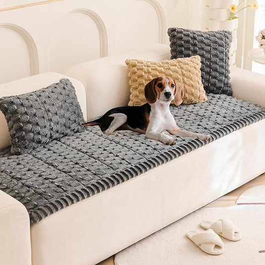 Tiwwie Couch Cover for Dogs Fuzzy Sofa Covers for Pet, Non Slip Sofas Pad | Dog Cover for Couch with Grip Backing, Pet-Friendly Washable Sofa Slipcover Cushion Protector, Pet Dogs Mat by TIWWIE