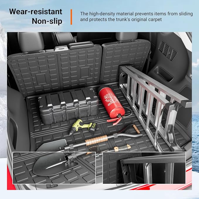 powoq Cargo Mat Compatible with 2015-2024 Ford Edge Cargo Liner Backrest Mat TPE Back Seat Protector (Only for 5-Seater) Replacement for 2015-2024 Ford Edge Accessories (Trunk Mat+Backrest Mats) - Image 4