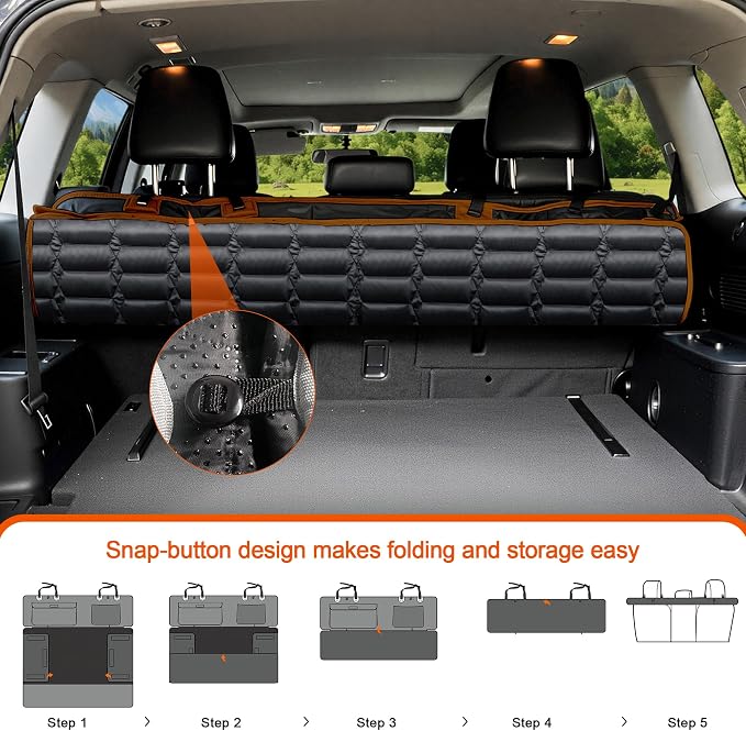 Reliadura SUV Cargo Liner for Dogs, Waterproof Trunk Cover with Bumper Flap | Brown quilted dog cargo mat with side panels, bumper flap, scratch-resistant, non-slip backing, pockets and universal fit - Image 2