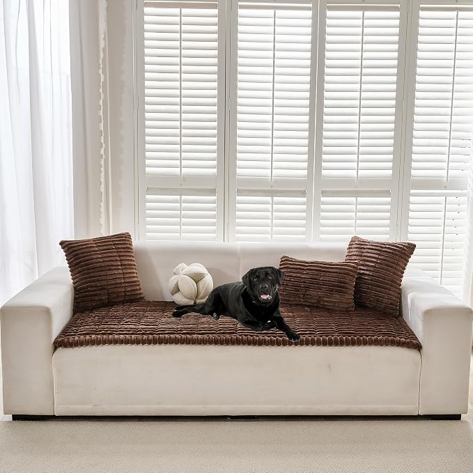 Mivnue Pet Couch Cover, Couch Covers for Dogs, Washable Dog Sofa Covers Couch Protector, Fuzzy Non Slip Couch Slipcover Pet Friendly (Dark Brown, 27.6" x 59.1") - Image 2