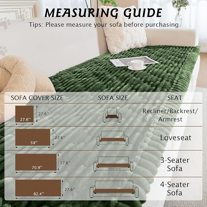 PuTian 100% Waterproof Fuzzy Couch Cover for Dogs Green 27.6"x59" | Pet Friendly Dog Mat for Couch, Waterproof Sofa Protector, Scratch Resistant Furniture Cover for Dogs, Machine Washable - Image 4