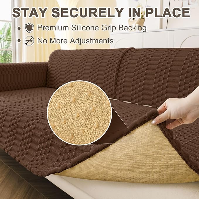 Smiry Waterproof Couch Covers for Dogs Washable, Non Slip Pet Sofa Cover | Plush Scratch Resistant Flannel Furniture Protector for Dogs, Chocolate, 36" x 82.7" - Image 4