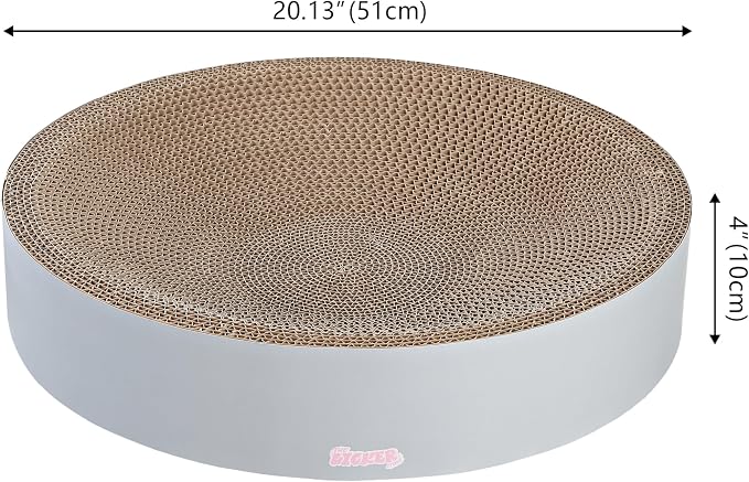 CSR1010K Nelson 20.13" Modern Cardboard Round Bowl Cat Scratcher with Catnip, Fog - Image 3