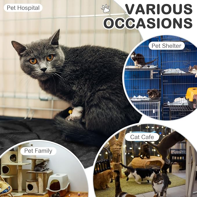 8 Pack Self Heating Cat Mat Self Warming Cat Bed Extra Warm Thermal Pet Bed Mat Reflects Body Heat Washable Dog Crate Pad for Indoor Outdoor Pets(Black,16 x 20 Inch) - Image 4