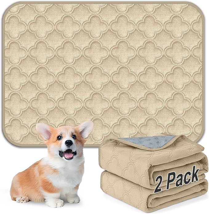 FunFurry Washable Pee Pads for Dogs - 2 Pack Reusable Pee Pads，Waterproof Puppy Pads，Pet Training Pads，Super Absorbent with Dog Paw Shape Non-Slip Backing (Cream, 18" X 24" - 2 Pack) by FUNUPFURRYLIFE