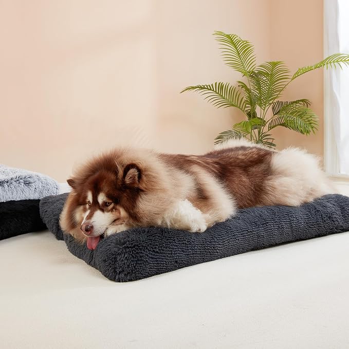 EHEYCIGA Fluffy Dog Crate Bed for Small Dogs, Plush Crate Pad, Dark Grey | Calming Anti Anxiety Small Dog Bed, Washable Soft Warm Faux Fur Crate Mat with Non-Slip Bottom - Image 9