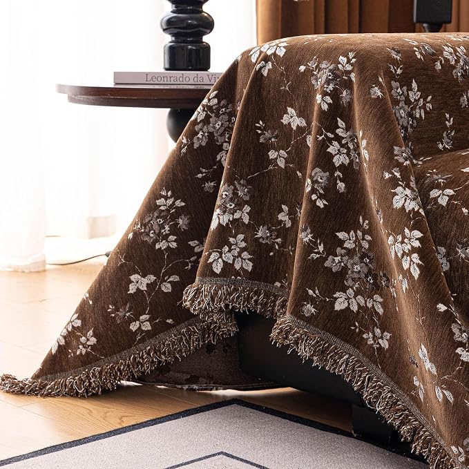 ROOMLIFE Couch Cover 3 Cushion Sofa, Washable Non Slip Furniture Sofa Protector Cover, Soft Chenille Sofa Slipcovers Sectional L Shape Dogs Couch Cover Throw Blanket with Tassels 71''X134'' - Image 8