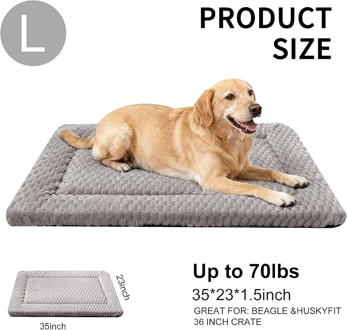 Dog Bed Mat - Dog Crate Pad - Reversible Mat for Pet Comfort - Soft Bed Crate Pads for All Seasons - Durable, Machine Washable Mat for Crates, Travel, and Home (Light Gray, 35" L*23" W*1.5" Th) - Image 3