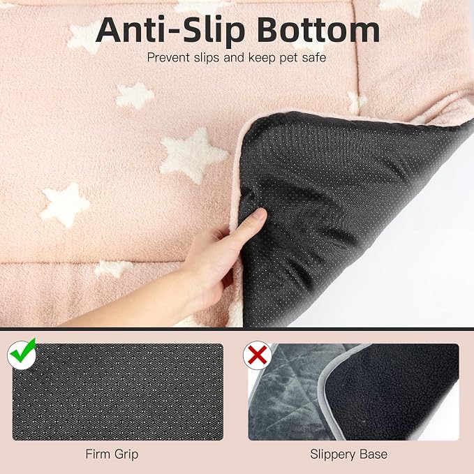 Mora Pets Cat Bed for Indoor Cats Washable Dog Crate Pad Cute Star Dog Bed Mat for Small Dogs Pet Kennel Pad for Cage Soft Flat Puppy Kitten for Sleeping Anti-Slip Pink 22 x 13 inch 2 Pack - Image 4