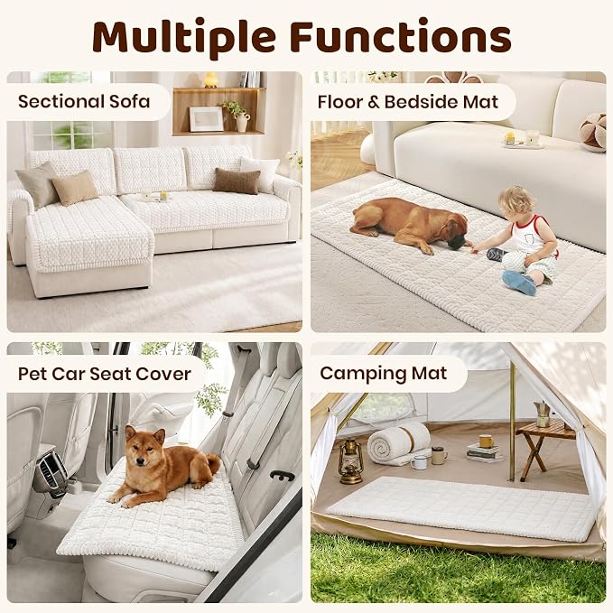 Royhom Couch Cover for Dogs Washable，Non Slip Sofa Protector for Pets | Durable & Easy Care, Soft Furniture Cover for Leather & Fabric Couches Against Claws, Spills & Fur, 27.6x70.9 Inch, White - Image 3