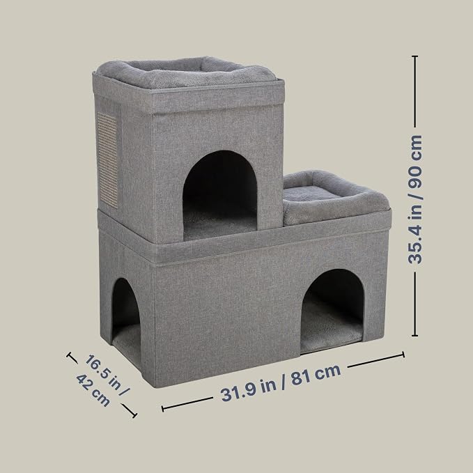 Trixie Crazy Cube Stackable Cat Condos, Gray, 2-Story | Indoor Cat Furniture, Hideaway Caves, Sisal Scratching Pads, Thick Padded Bed - Image 4