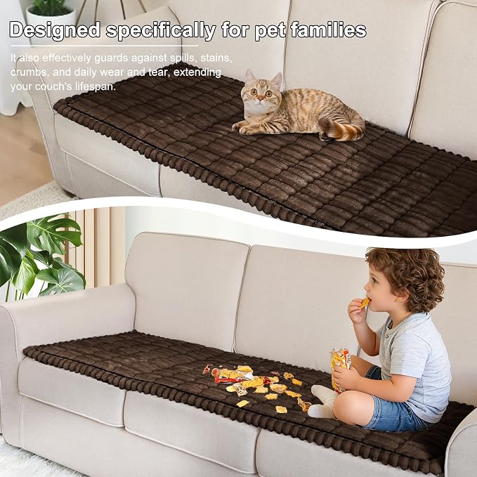 U-NICE HOME Fuzzy Chair Cover Arm Covers, Chocolate 27.6''x27.6'' | Non-Slip, Washable, Couch cover for dog, Pet friendly, Furniture Protector - Image 5